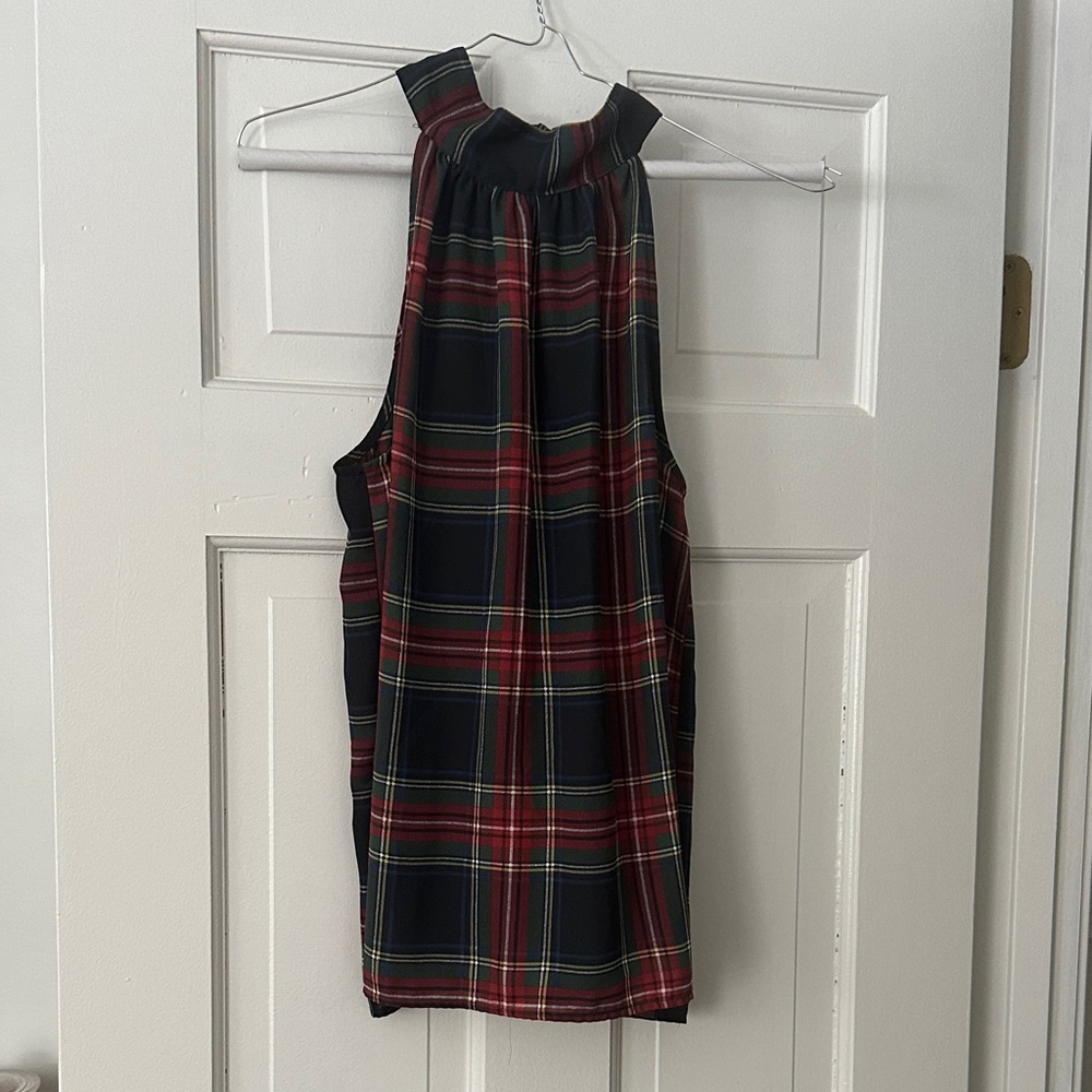 J. Crew Red and Black Plaid Sleeveless Top